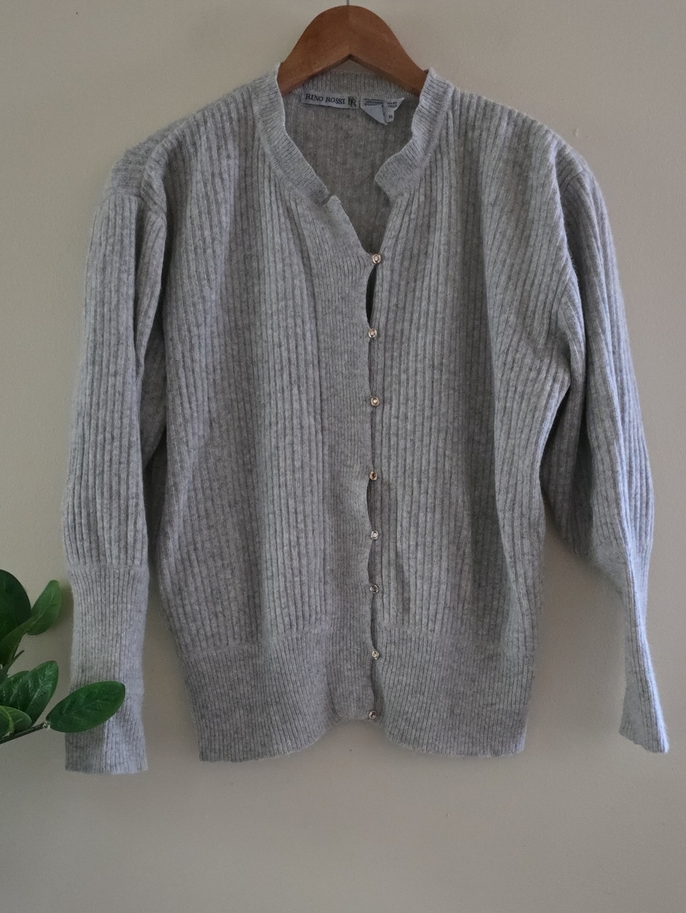 Vintage RINO ROSSI Knit Lambswool & Rabbit Hair Angora Puff Sleeve Cardi - S